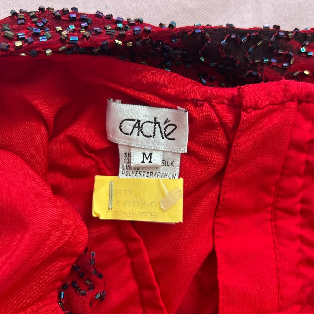 Cache Red And Black Beaded Top - image 2